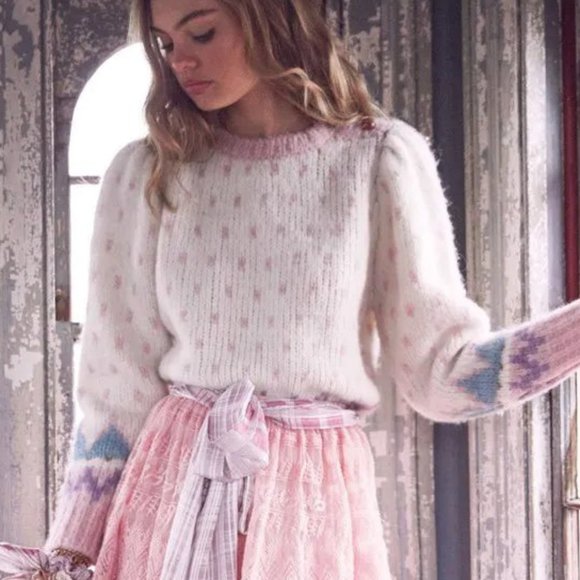 LoveShackFancy Rosie Alpaca Wool Soft Sweater XS - Picture 1 of 16